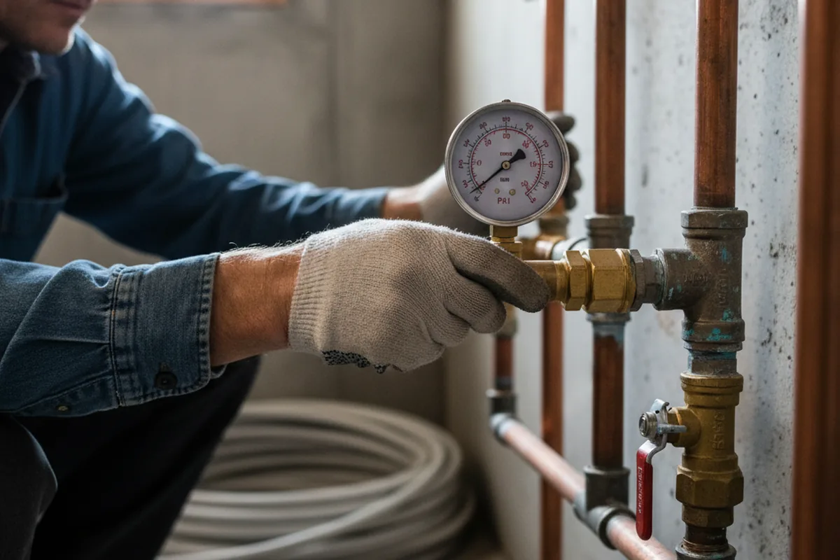 Pressure testing a repaired line during Water Line Repair in Thorp