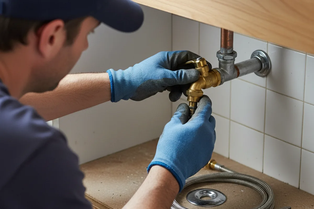 Shutoff valve and fitting work during Burst Pipe Repair in Thorp
